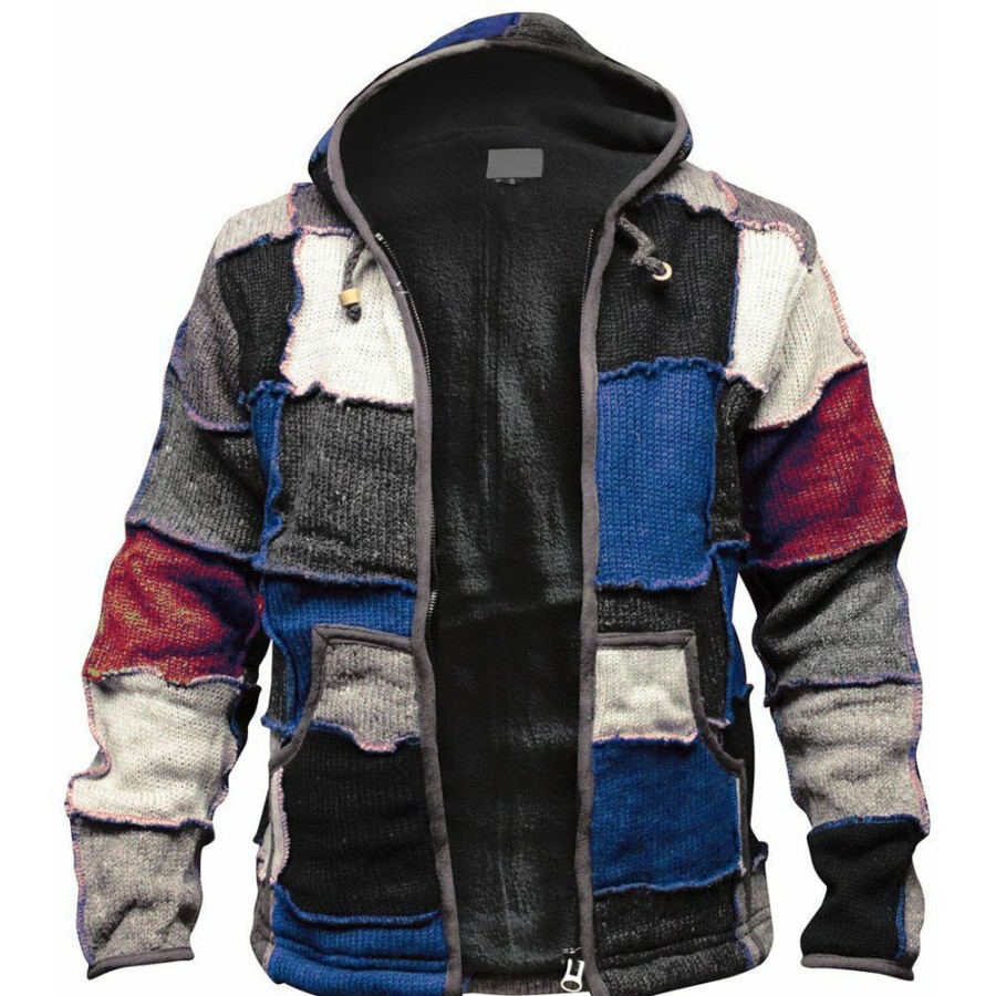 Men ericdress | Hooded Color Block Patchwork Straight Men'S Jacket Black