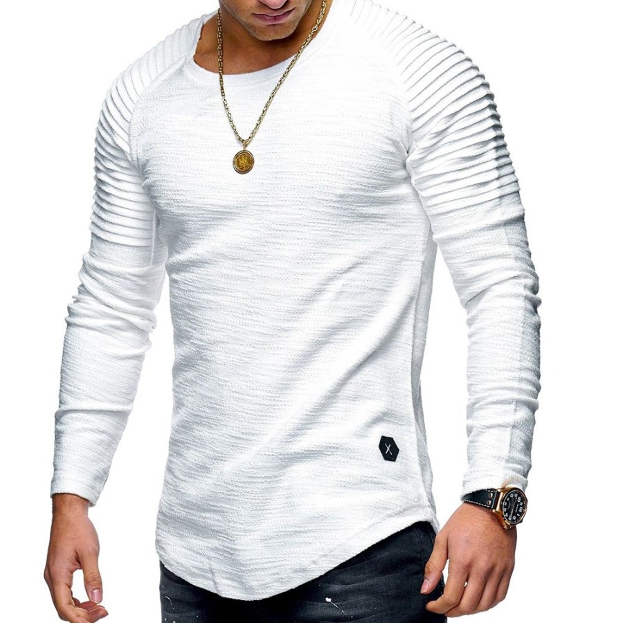 Men ericdress | Ericdress Round Neck Casual Plain Pullover Casual Long Sleeve T-Shirt