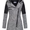 Women ericdress | Ericdress Zipper Slim Mid-Length Hooded Jacket Black