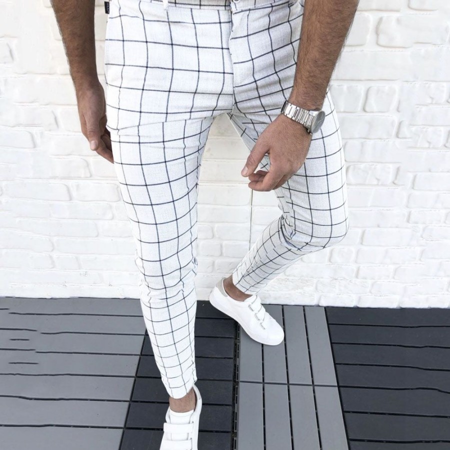 Men ericdress | Ericdress Plaid Pencil Pants Zipper Four Seasons Casual Pants