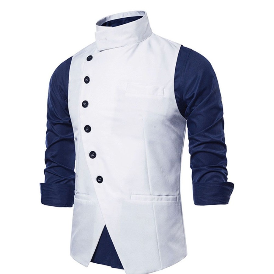 Men ericdress | Ericdress Stand Collar Plain Fall Single-Breasted Waistcoat