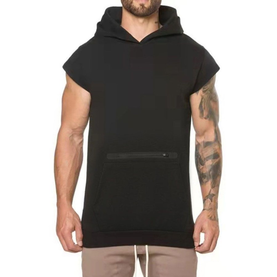 Men ericdress | Ericdress Plain Pullover Slim Men'S Casual Hoodies Black