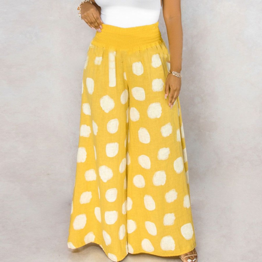 Women ericdress | Ericdress Polka Dots Loose Full Length Mid Waist Women'S Casual Pants