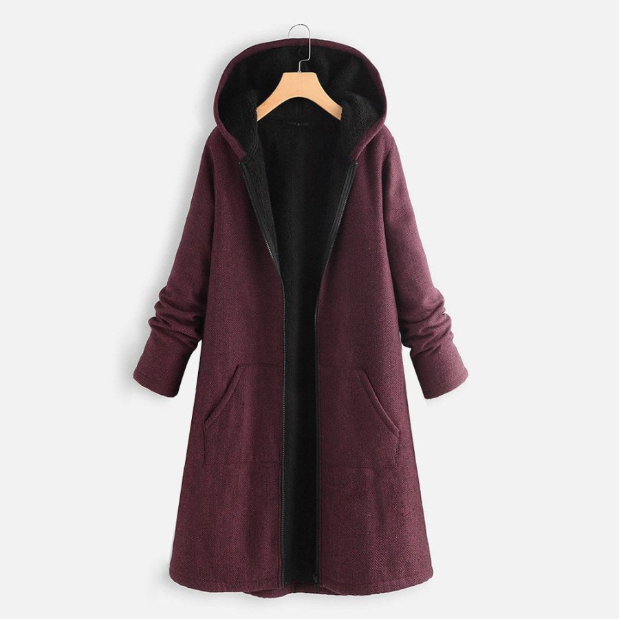 Women ericdress | Ericdress A Line Thick Zipper Long Cotton Padded Jacket