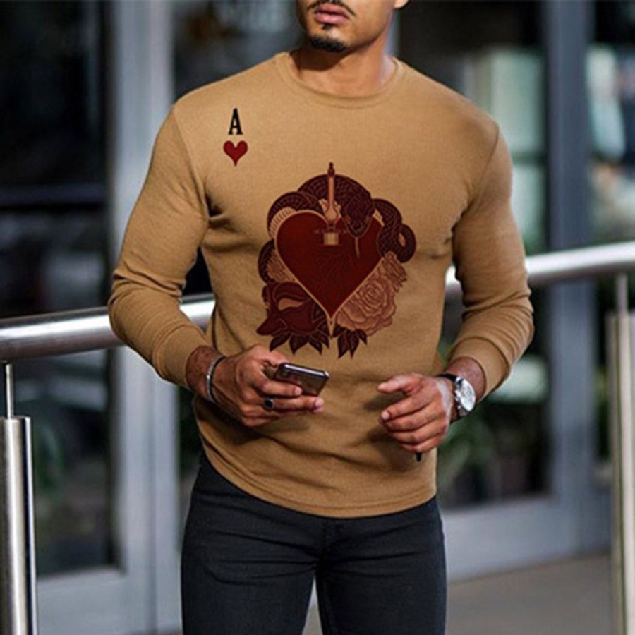 Men ericdress | Ericdress Color Block Print Pullover Pullover Fashion Hoodies Khaki