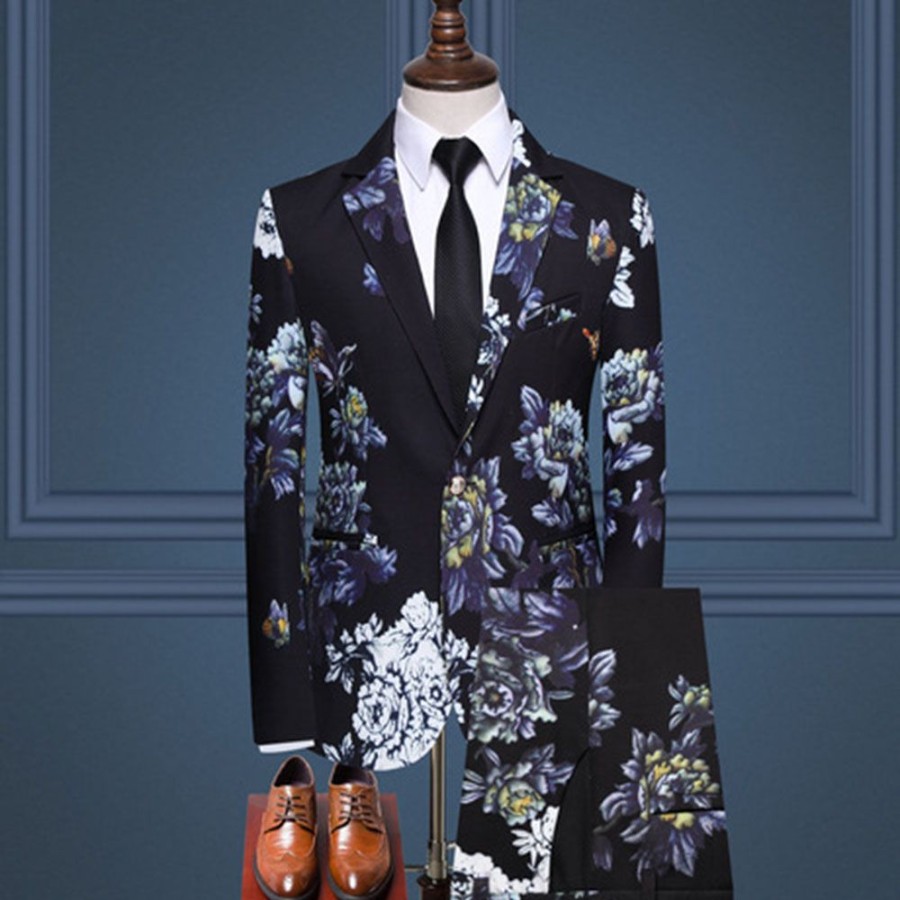 Men ericdress | Ericdress One Button Formal Floral Men'S Dress Suit