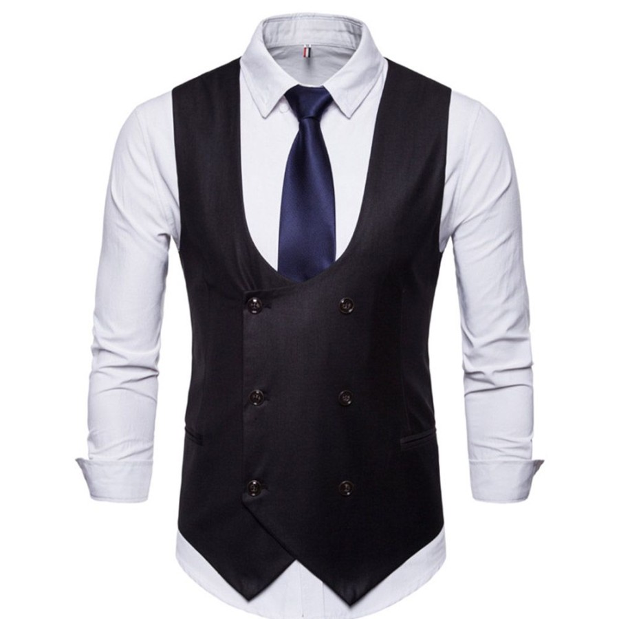 Men ericdress | Ericdress Button Plain Double-Breasted Simple Waistcoat