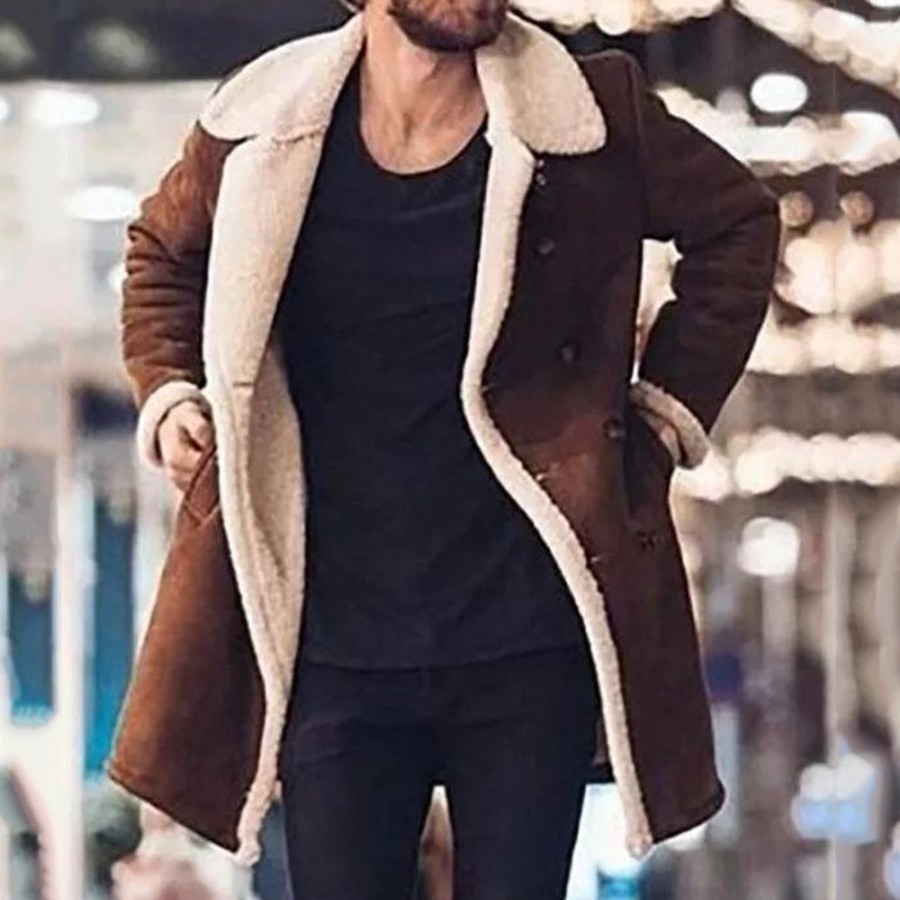 Men ericdress | Ericdress Casual Lapel Plain Mid-Length Winter European Coat