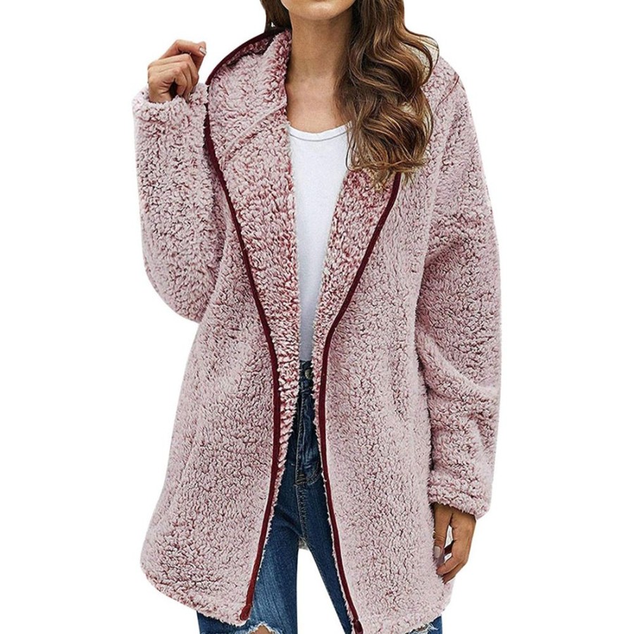 Women ericdress | Ericdress Zipper Patchwork Fleece Mid-Length Hoodie