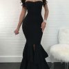 Women ericdress | Ericdress Mermaid Ruffle Plain Floor Length Maxi Dress