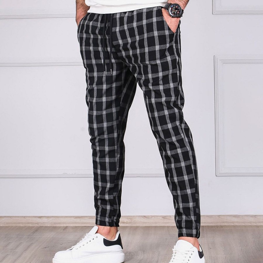 Men ericdress | Ericdress Plaid Pencil Pants Pocket Men'S Casual Pants