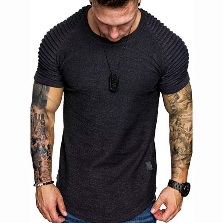 Men ericdress | Ericdress Plain European Round Neck Short Sleeve Mens Slim T-Shirt