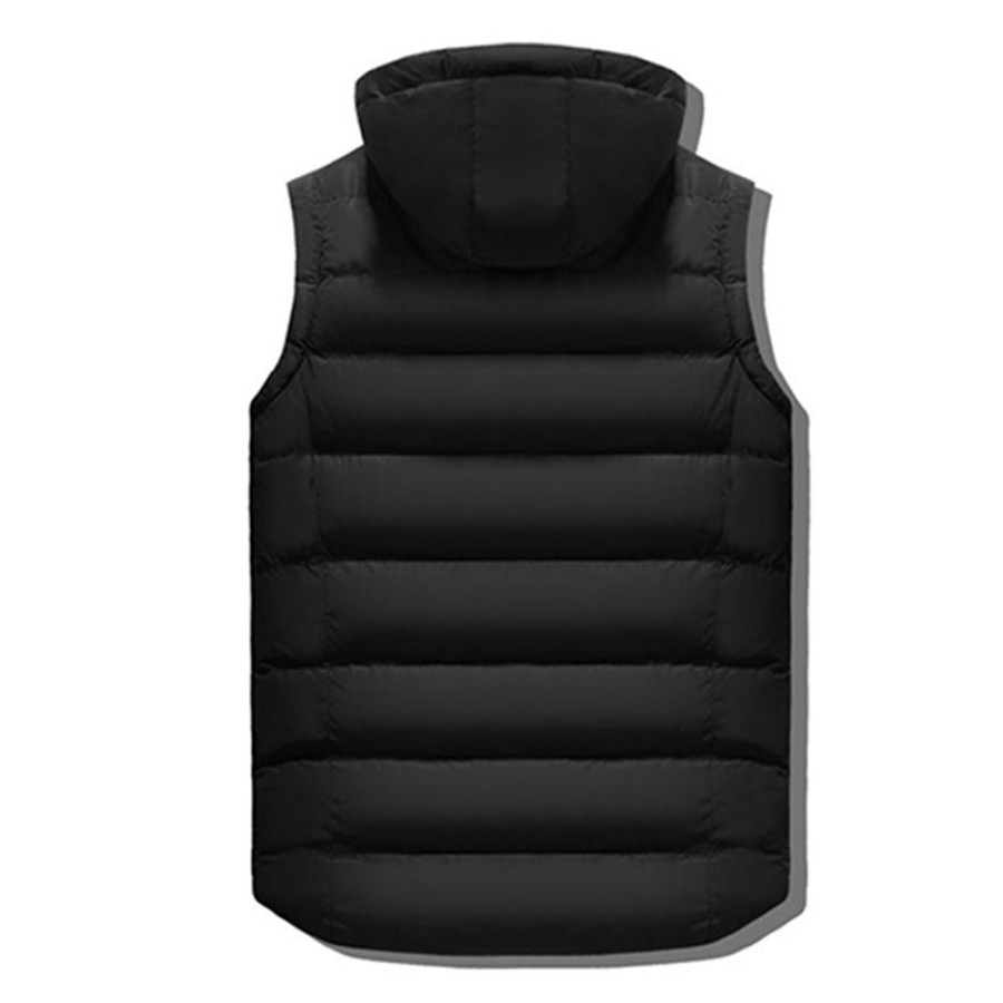 Men ericdress | Ericdress Removable Hooded Plain Pocket Zipper Mens Quilted Vest