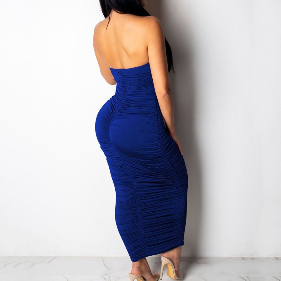 Women ericdress | Ericdress Backless Sleeveless Ankle-Length Dress Plain Bodycon Dress