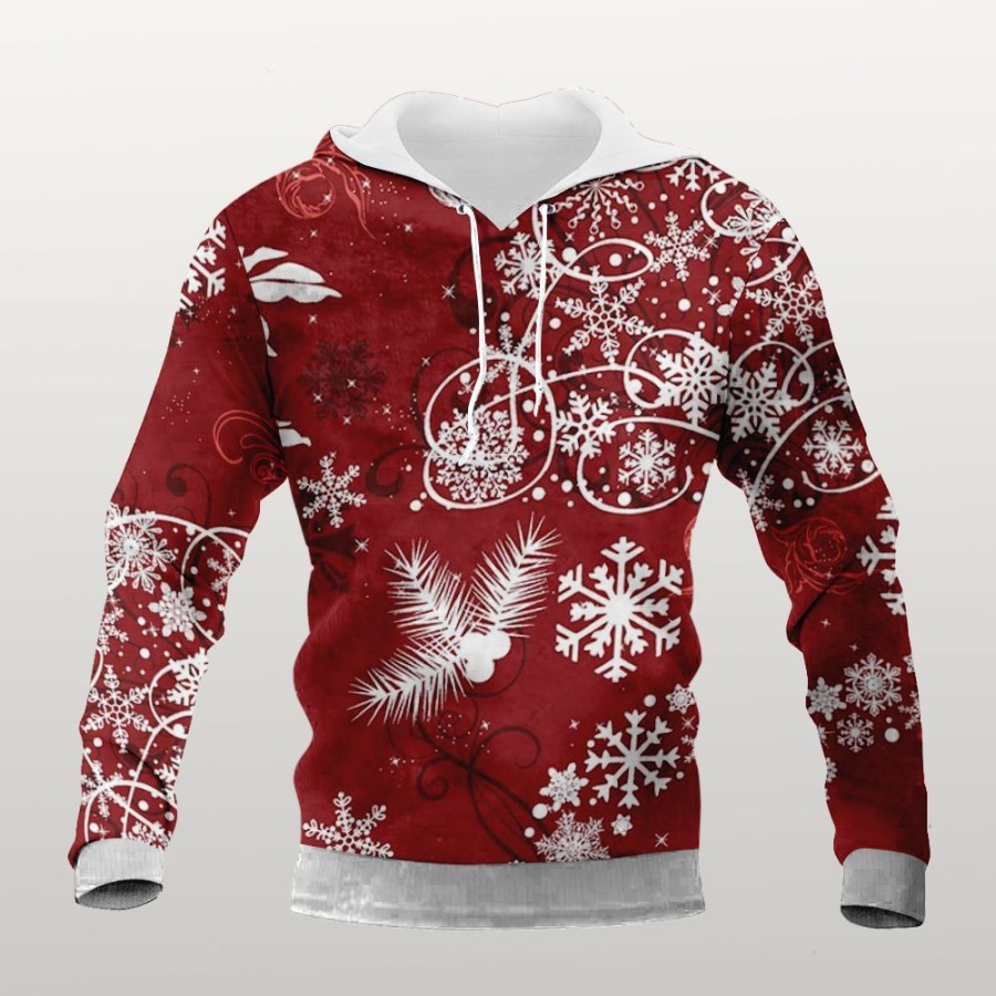 Men ericdress | Floral Pullover Print Casual Men'S Hoodies Red