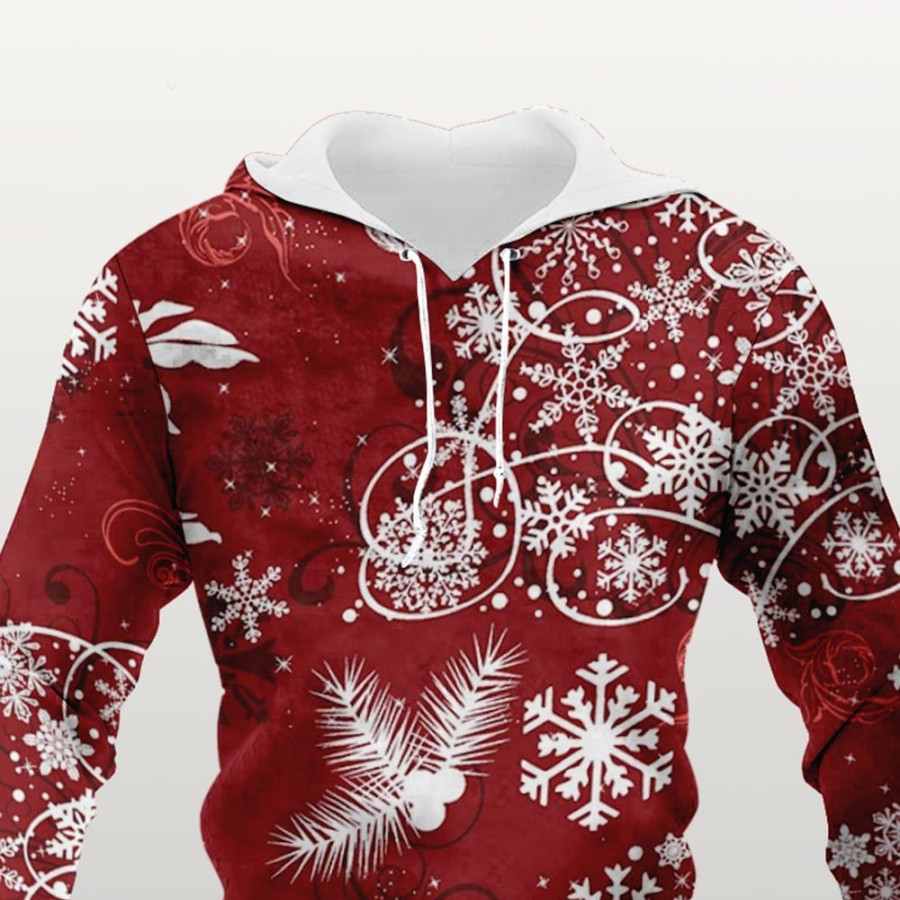 Men ericdress | Floral Pullover Print Casual Men'S Hoodies Red