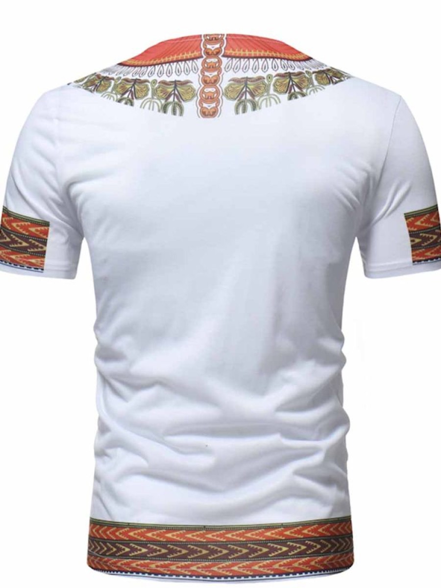 Men ericdress | Ericdress African Fashion Dashiki Printed Slim Mens Short Sleeve T Shirt