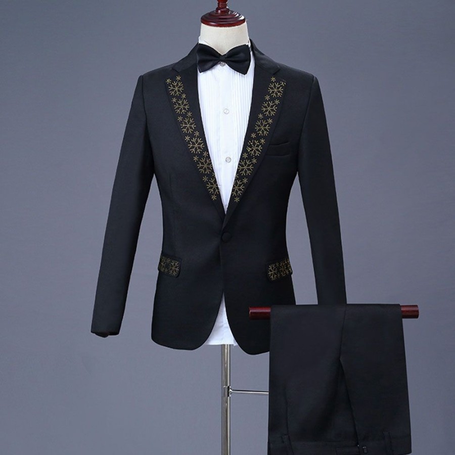 Men ericdress | Ericdress One Button Diamond Blazer & Pants Mens Party Dress Suit