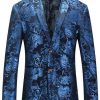 Men ericdress | Ericdress Lapel Slim Classic Print Men'S Blazer Blue