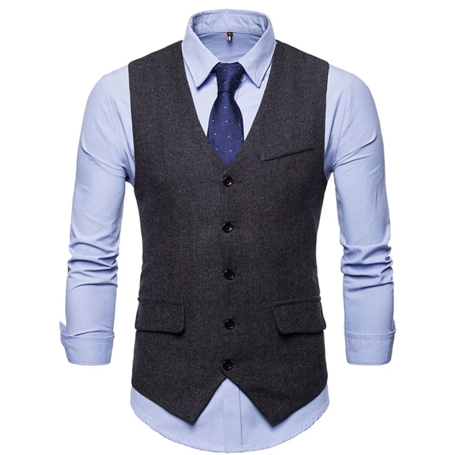 Men ericdress | Ericdress Plain Single Breasted Mens Casual Dress Vest