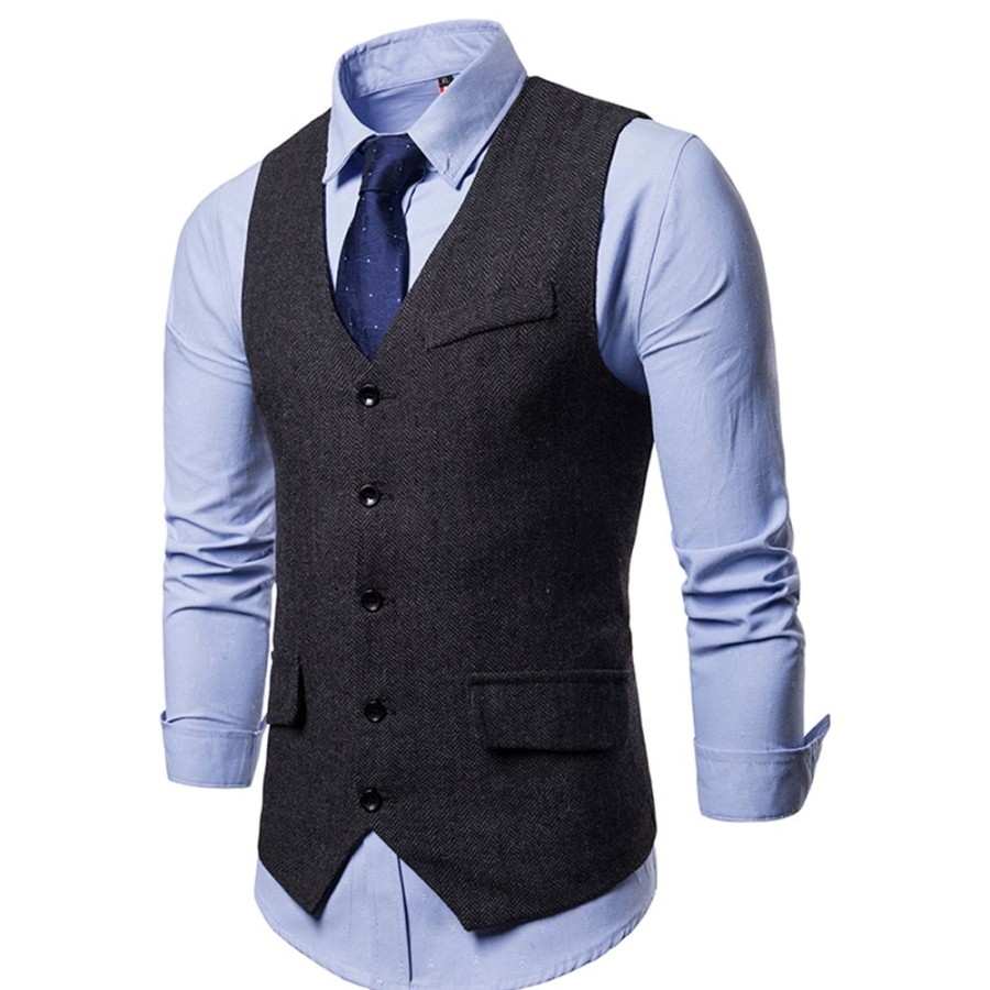 Men ericdress | Ericdress Plain Single Breasted Mens Casual Dress Vest