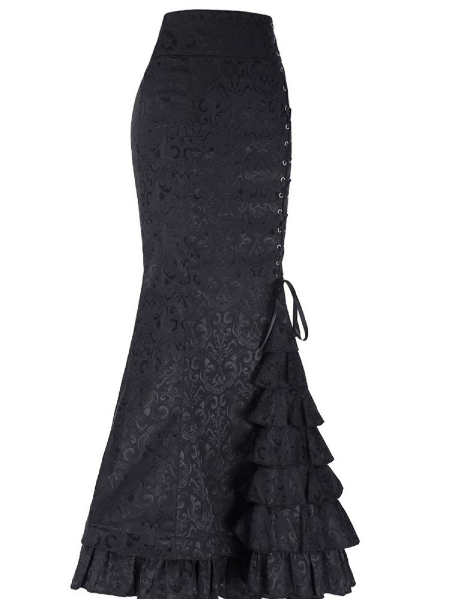 Women ericdress | Ericdress Asymmetric Patchwork Lace-Up Women'S Skirt