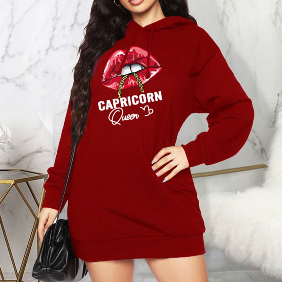 Women ericdress | Ericdress Letter Print Hooded Long Sleeve Women'S Hoodie