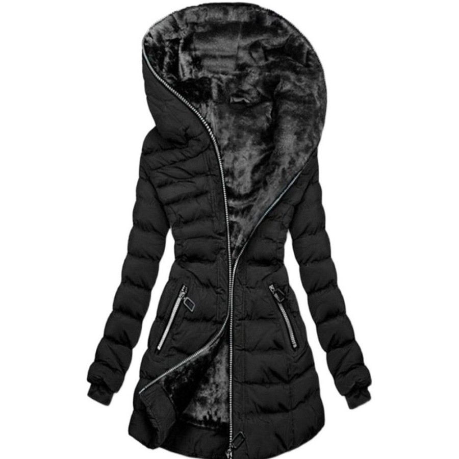 Women ericdress | Ericdress Slim Zipper Zipper Mid-Length Cotton Padded Jacket