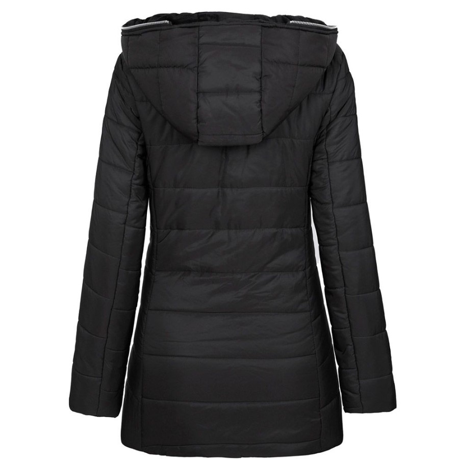 Women ericdress | Ericdress Slim Zipper Zipper Mid-Length Cotton Padded Jacket