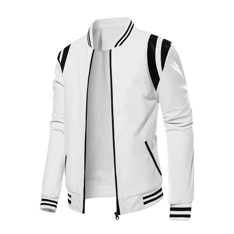 Men ericdress | Ericdress Pocket Stand Collar Color Block Spring Fashion Jacket