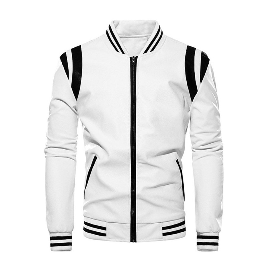 Men ericdress | Ericdress Pocket Stand Collar Color Block Spring Fashion Jacket