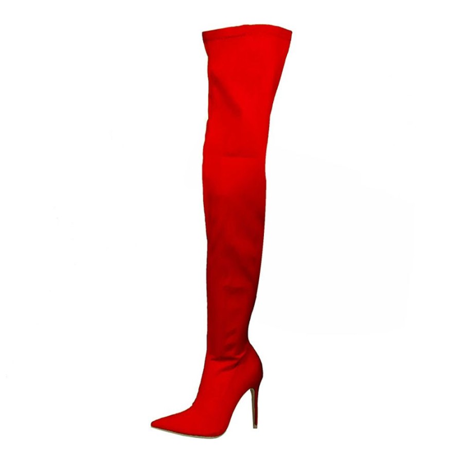 Boots ericdress | Ericdress Side Zipper Pointed Toe Stiletto Heel Women'S Thigh High Boots