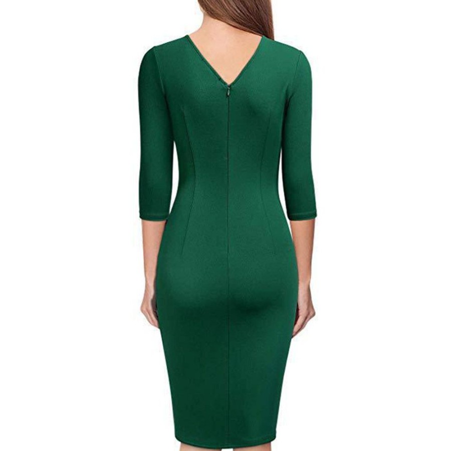 Women ericdress | Ericdress Three-Quarter Sleeve V-Neck Knee-Length Summer Asymmetrical Dress