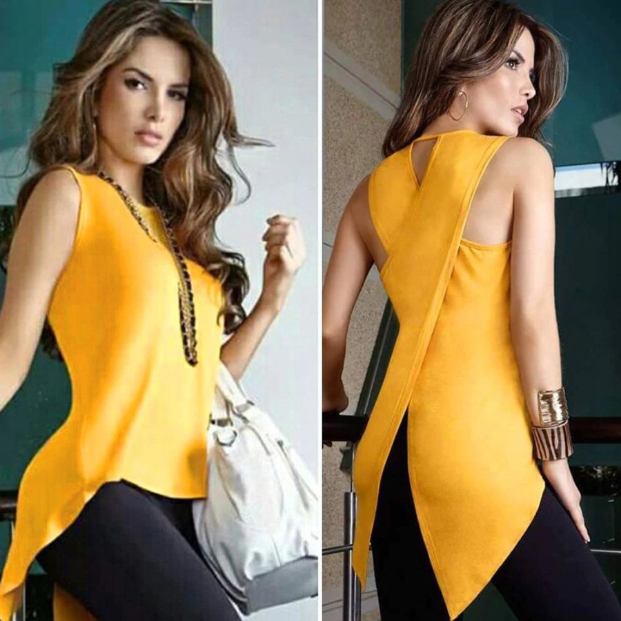 Women ericdress | Ericdress Asymmetric Summer Sleeveless Blouse