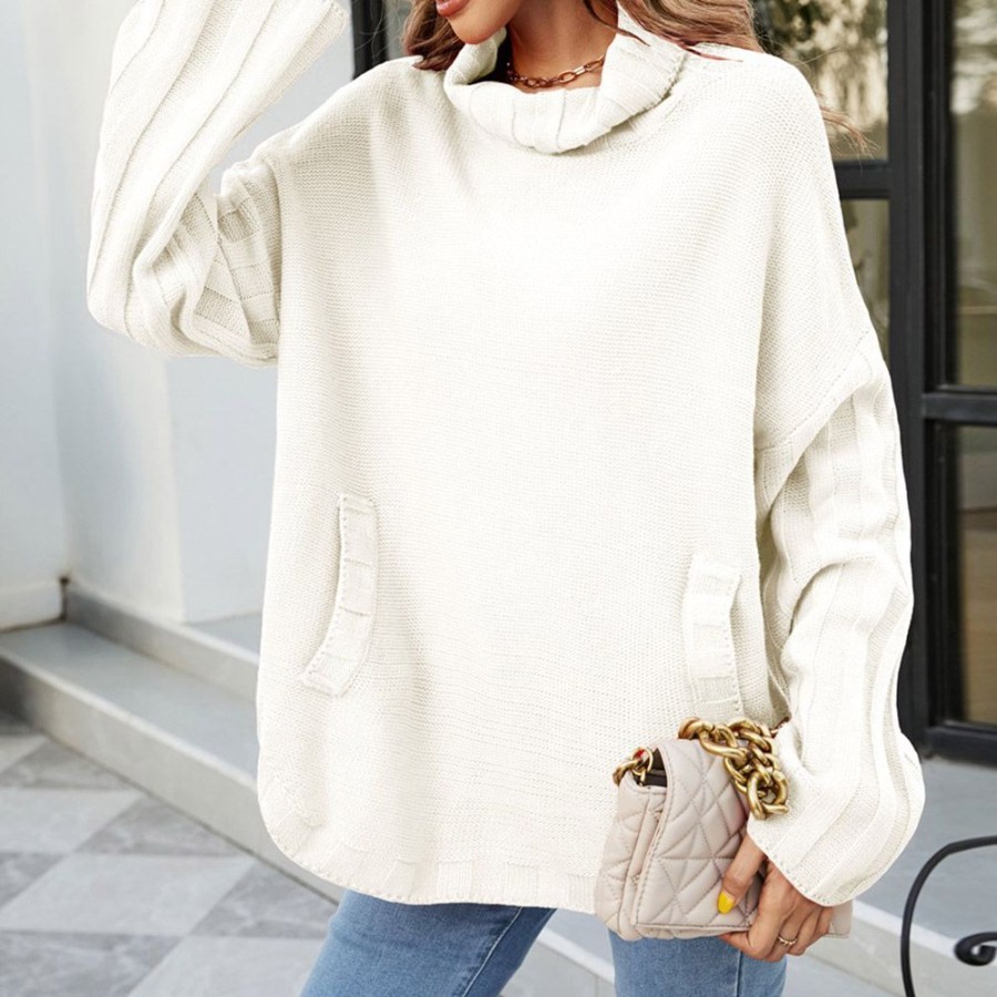 Women ericdress | Ericdress Pocket Regular Mid-Length Long Sleeve Women'S Sweater