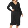 Women ericdress | Ericdress Plus Size Long Sleeve V-Neck Split Pullover Fall Bodycon Dress