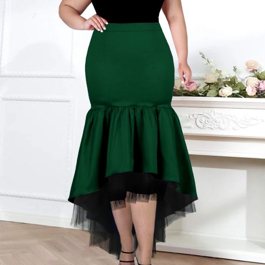 Women ericdress | Ericdress Floor-Length Asymmetrical Color Block High Waist Western Skirt