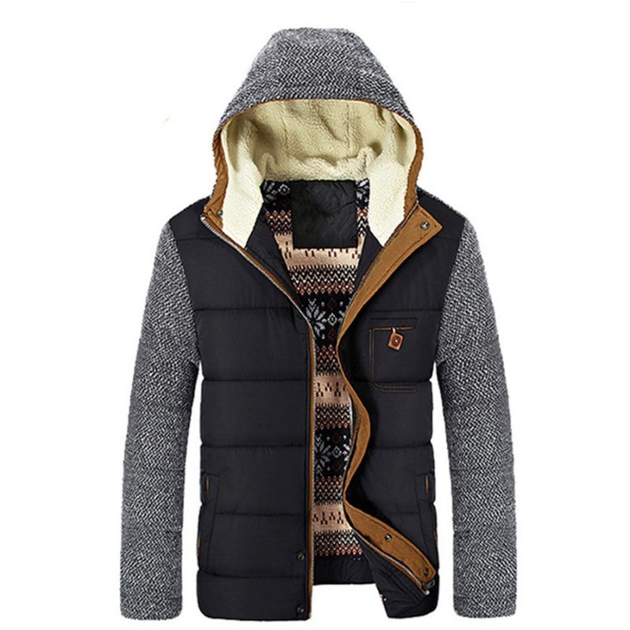 Men ericdress | Ericdress Patchwork Color Block Hooded Casual Men'S Down Jacket