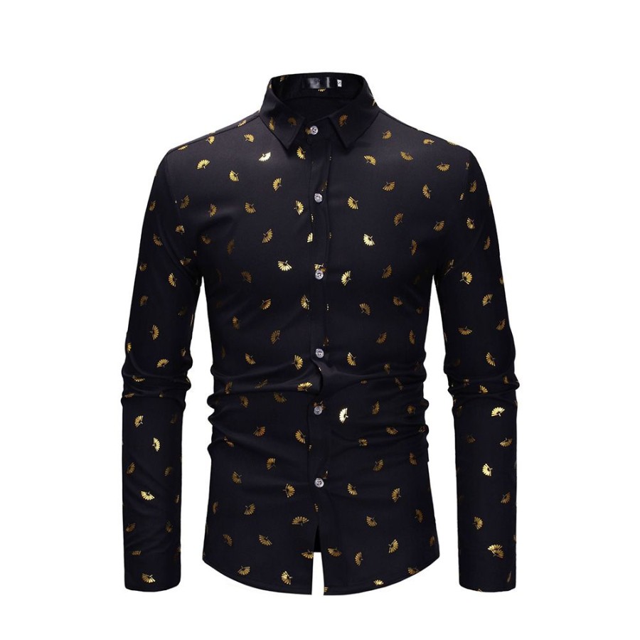 Men ericdress | Ericdress Printed Lapel Single-Breasted Mens Casual Shirt