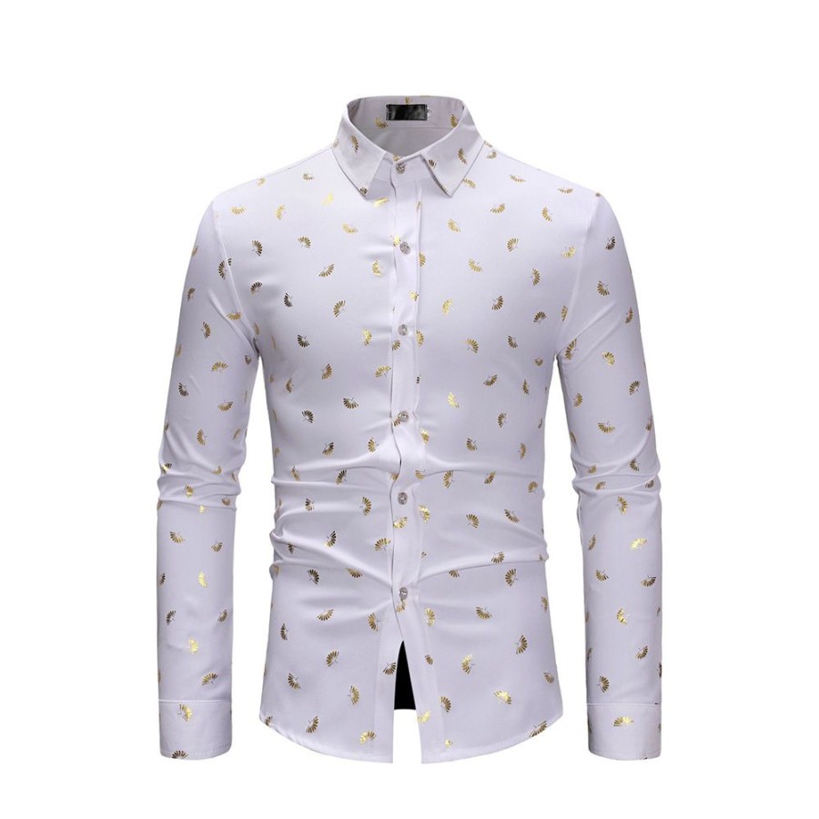 Men ericdress | Ericdress Printed Lapel Single-Breasted Mens Casual Shirt