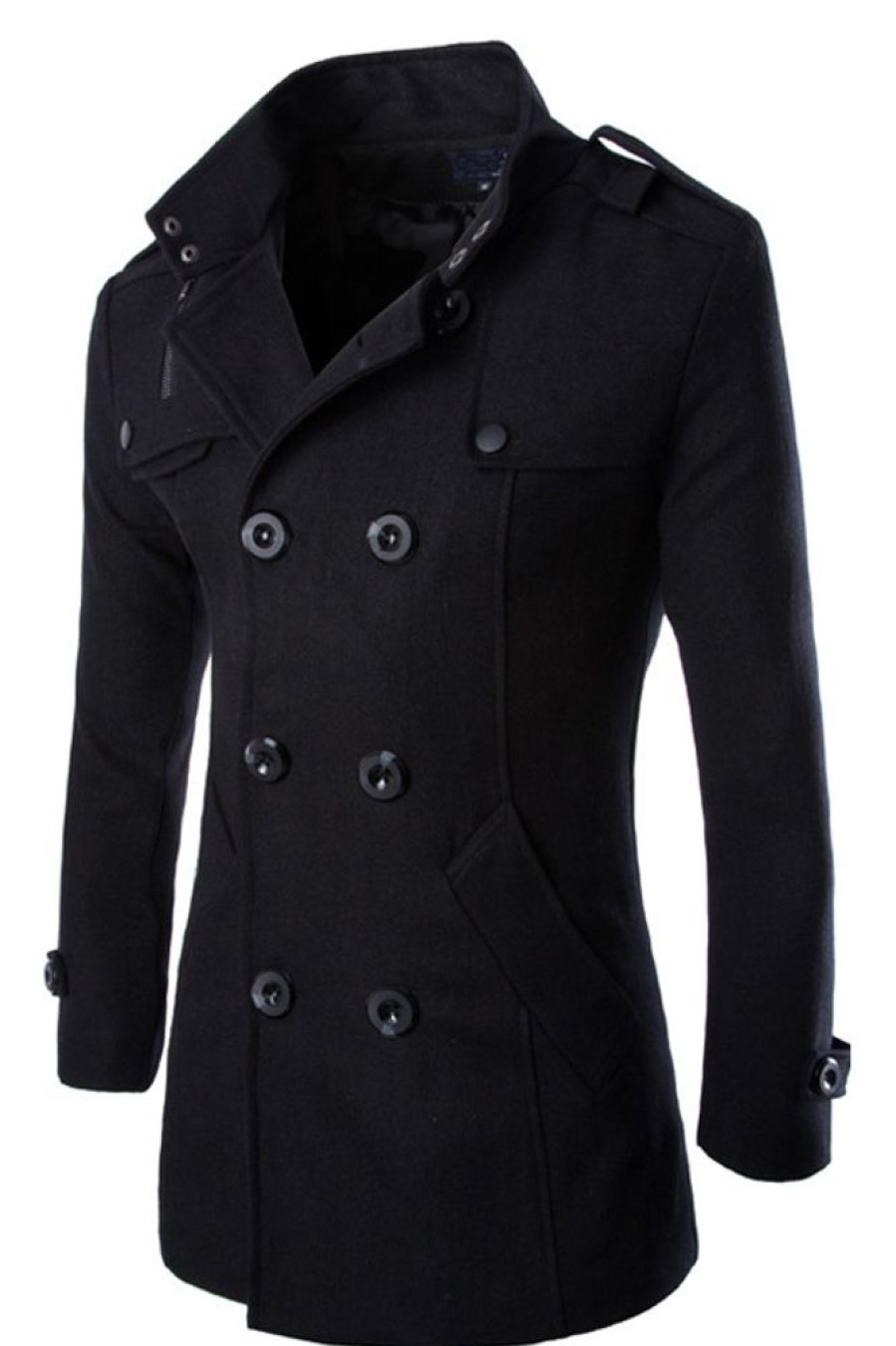 Men ericdress | Ericdress Lapel Double-Breasted Long Sleeve Overcoat