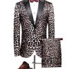 Men ericdress | Ericdress Print Patchwork Slim Fit Men'S Blazer Suits Leopard