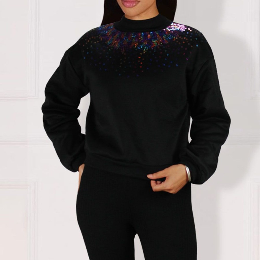 Women ericdress | Ericdress Sequins Standard Fall Hoodie