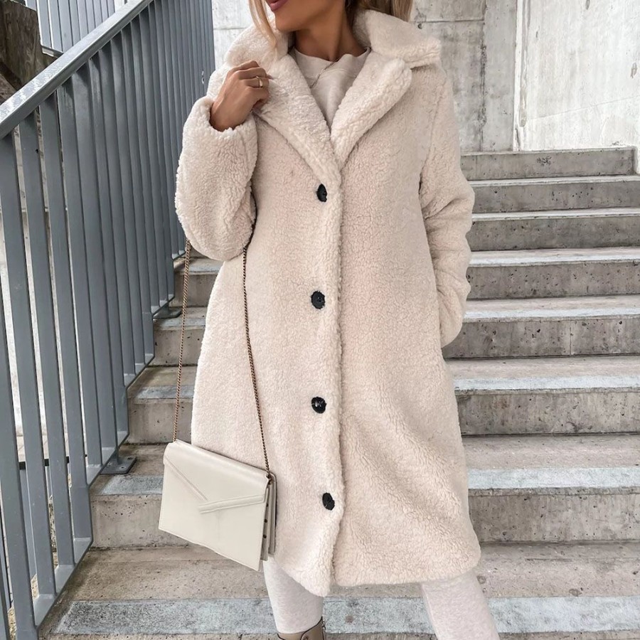 Women ericdress | Ericdress Single-Breasted Regular Slim Long Winter Overcoat