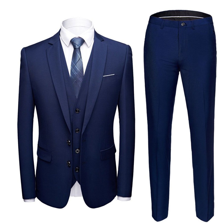 Men ericdress | Ericdress Plain Single-Breasted Blazer Men'S Dress Suit