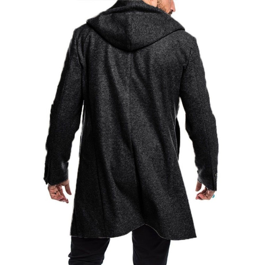 Men ericdress | Ericdress Button Plain Hooded Double-Breasted European Men'S Coat