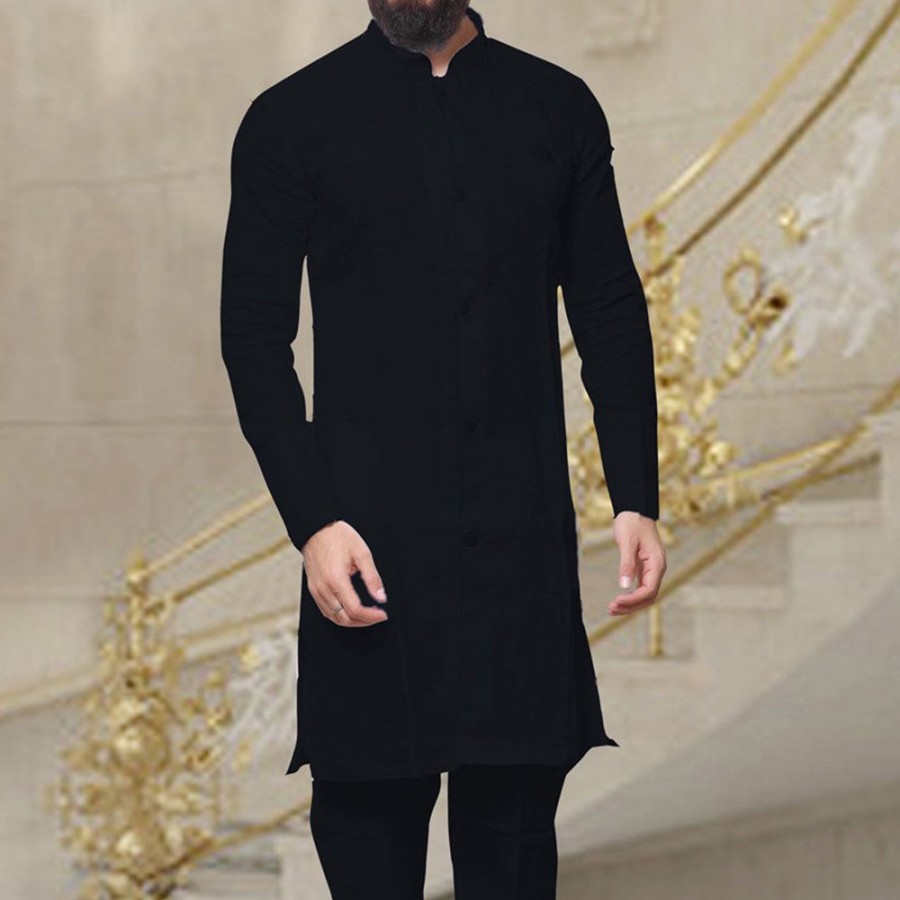 Men ericdress | Plain Stand Collar Slim Fall Men'S Shirt