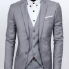 Men ericdress | Ericdress Solid Color Slim Three-Piece Of Men'S Casual Suit