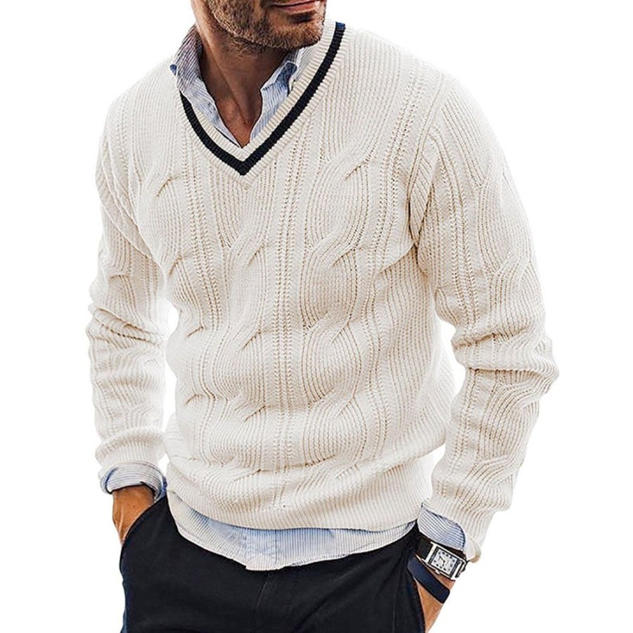 Men ericdress | Ericdress V-Neck Plain Standard Fall Casual Pullover Sweater