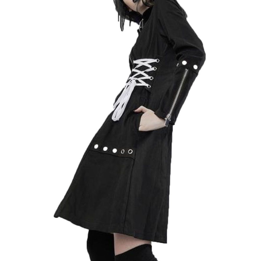 Women ericdress | Mid-Length Print Zipper Fall Women'S Trench Coat Black